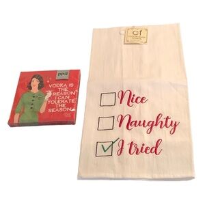 Christmas Kitchen or Bath Hand Towel AND Party Napkin Hostess Gift Set.